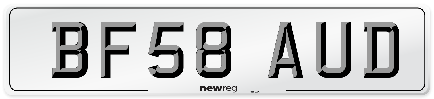 BF58 AUD Number Plate from New Reg